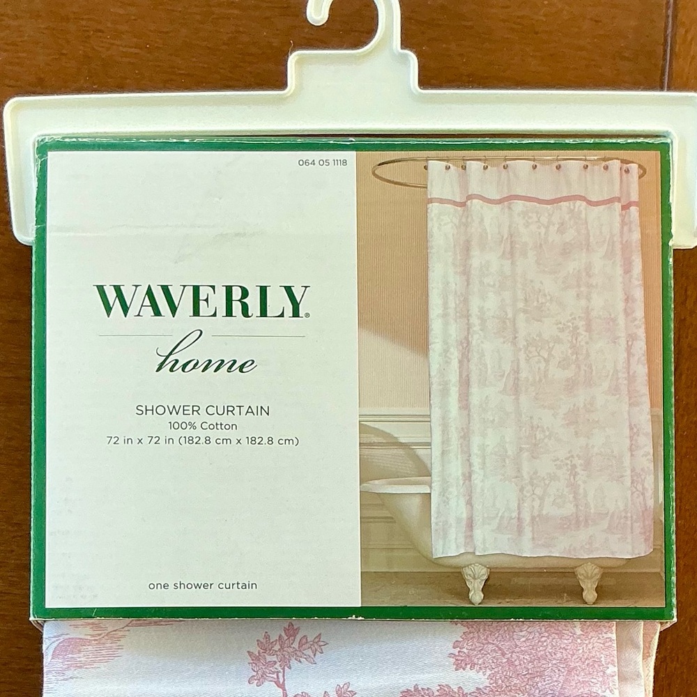 Vintage Waverly Pink and White Shower Curtain with romantic design!!